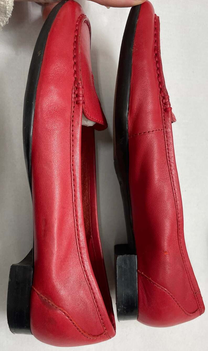 LOT of 2 Etienne Aigner Loafers Red Leather Brown Tweed Shoes Women’s Size 6.5M - Picture 6 of 10